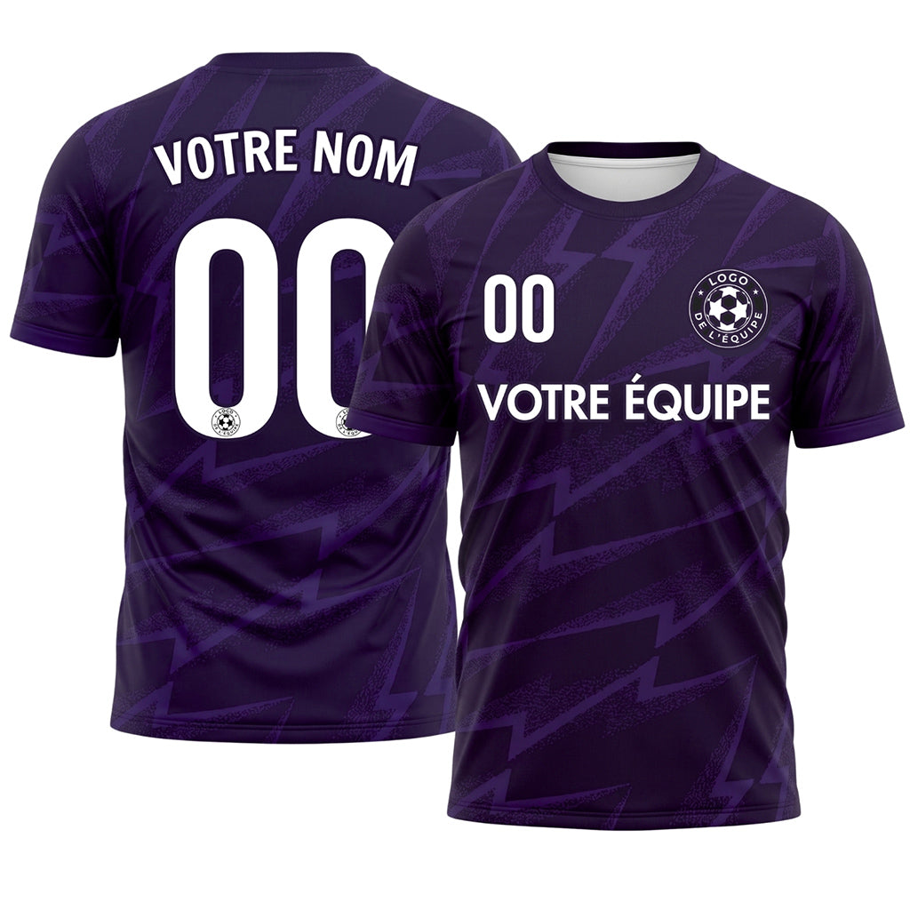 Violet Foncé Éclair Motif Maillot de Football Personnalisé