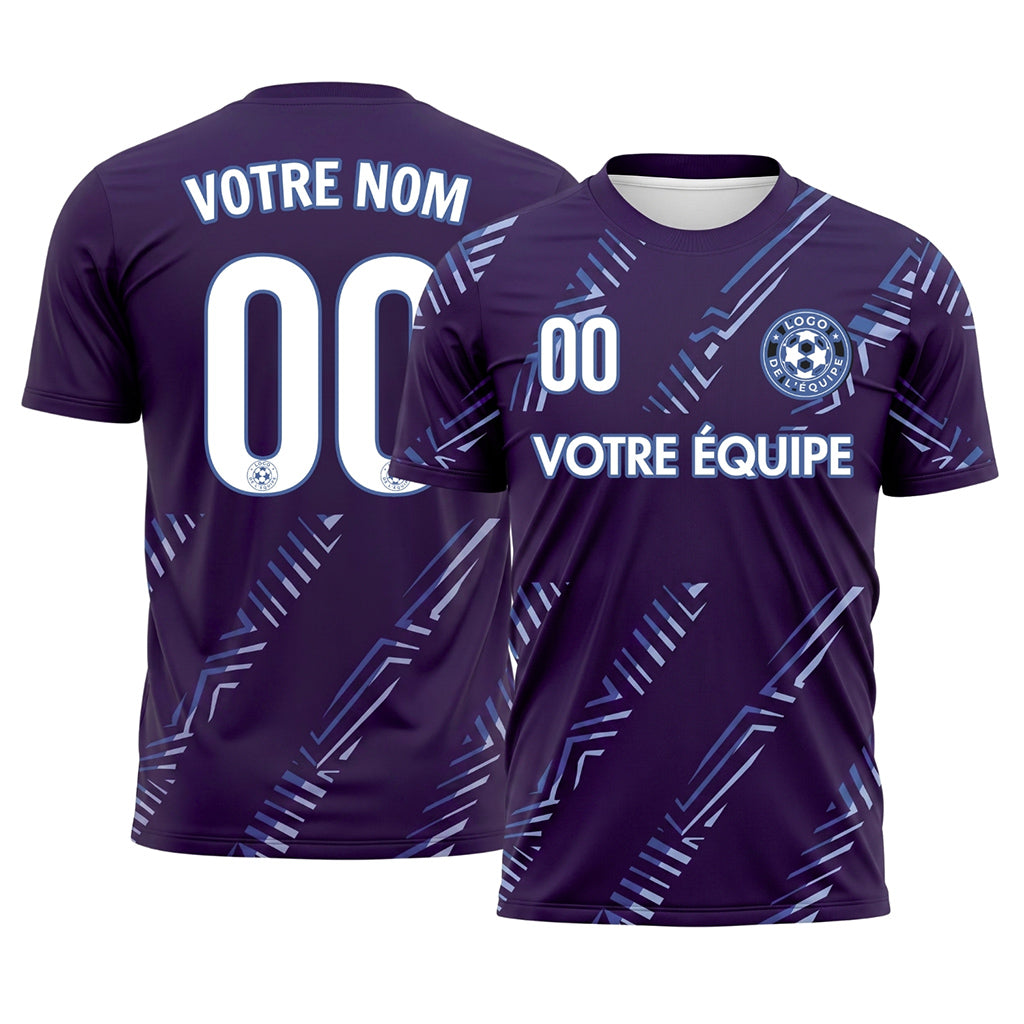 Violet Foncé Diagonales Rayures Maillot de Football Personnalisé