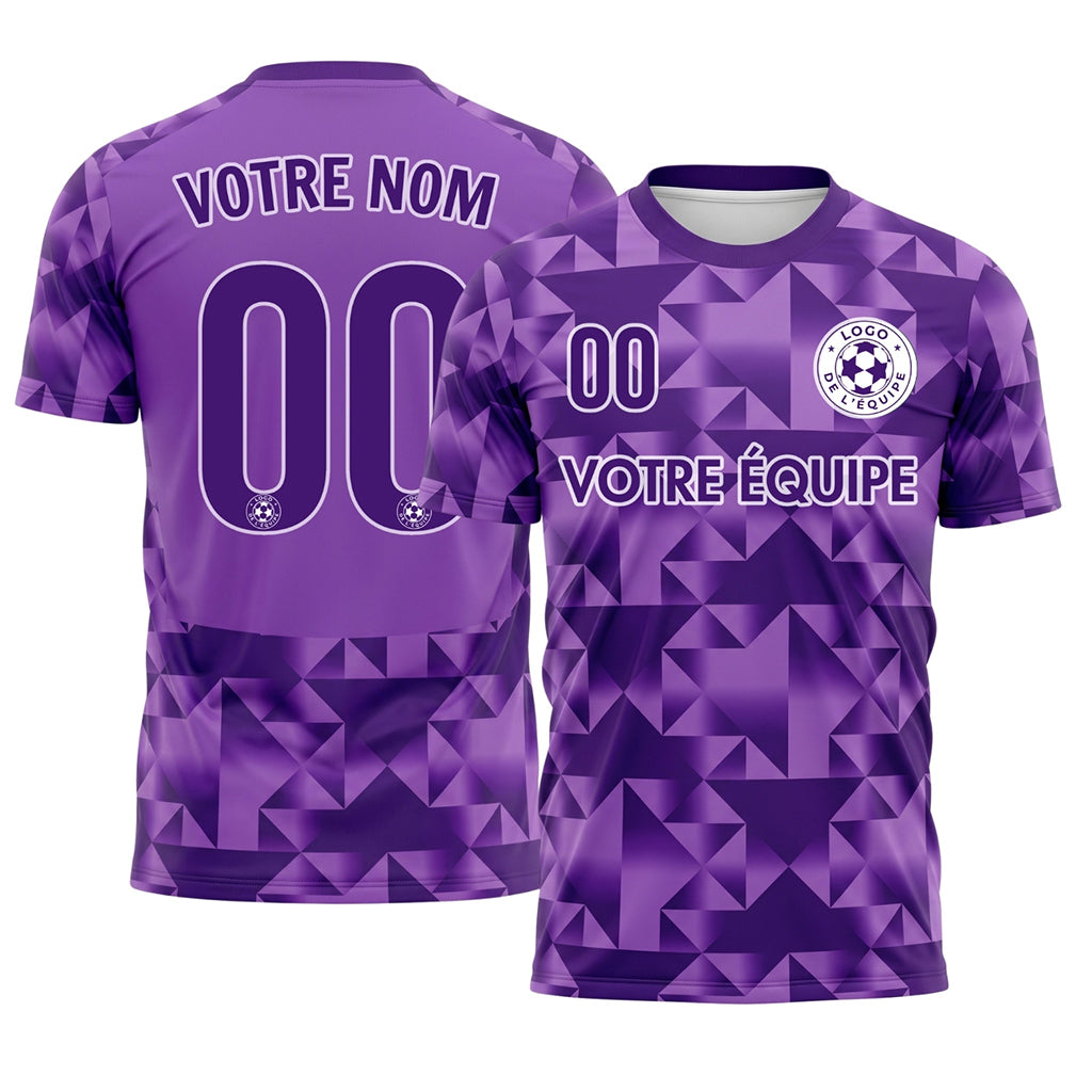 Violet Foncé Géométrique Motif Diamant Maillot de Football Personnalisé