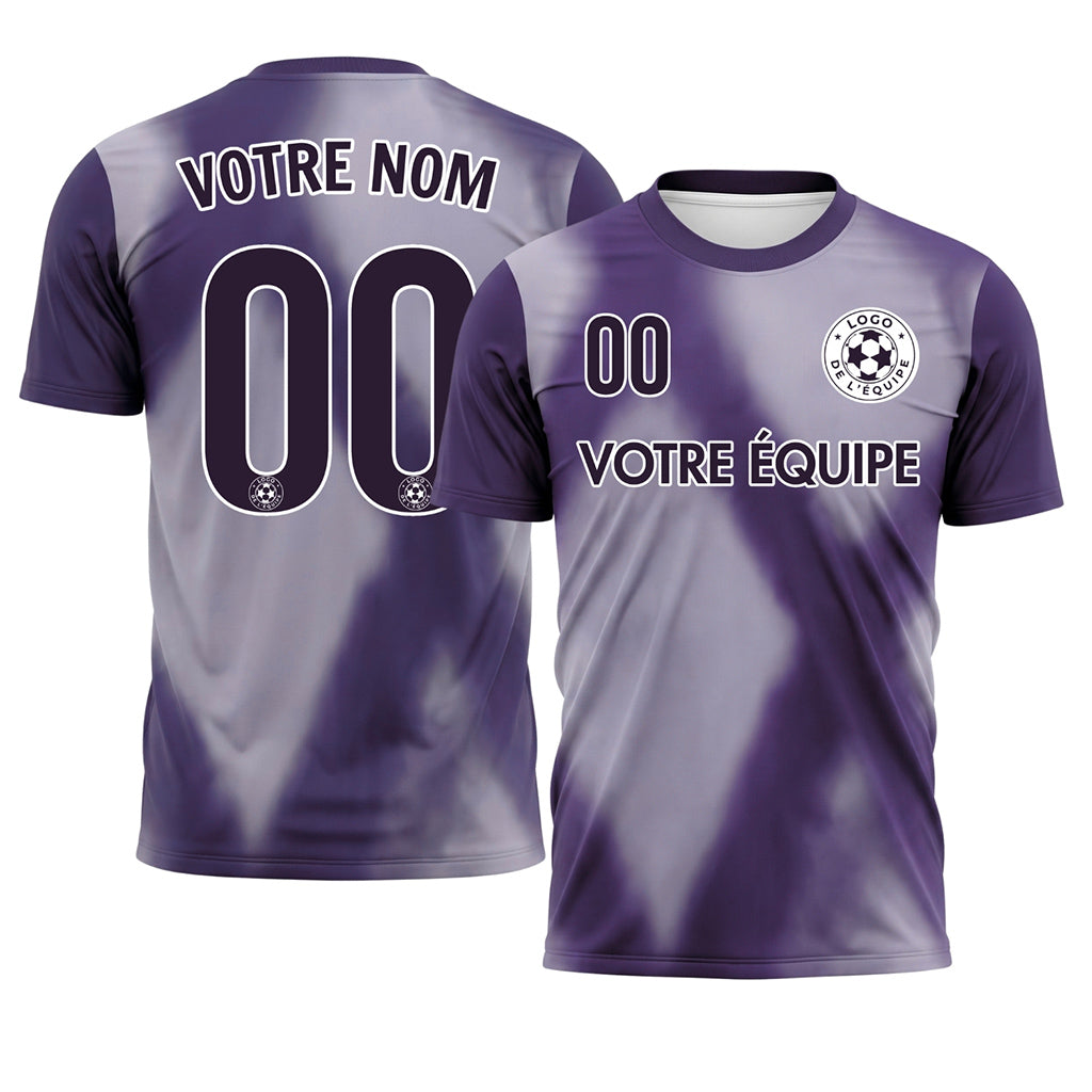 Violet Foncé Tie Dye Motif Losange Maillot de Football Personnalisé