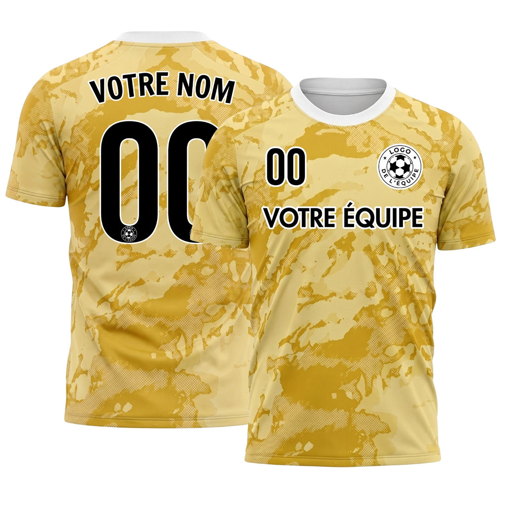 Jaune Abstrait Grunge Demi-Teinte Motif Maillot de Football Personnalisé