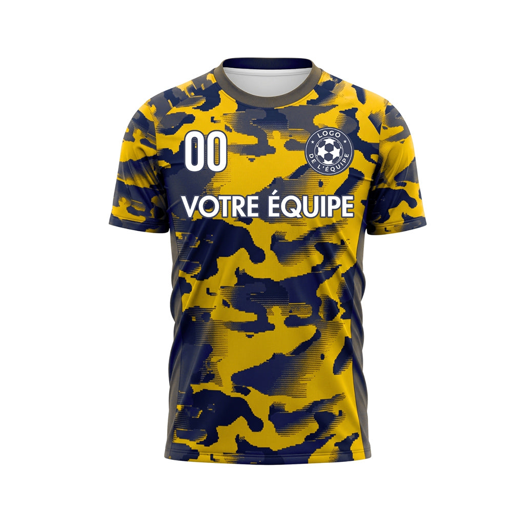 Jaune Camouflage Maillot de Football Personnalisé