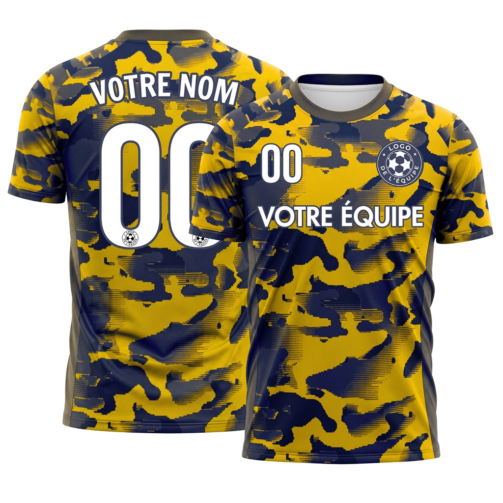 Jaune Camouflage Maillot de Football Personnalisé