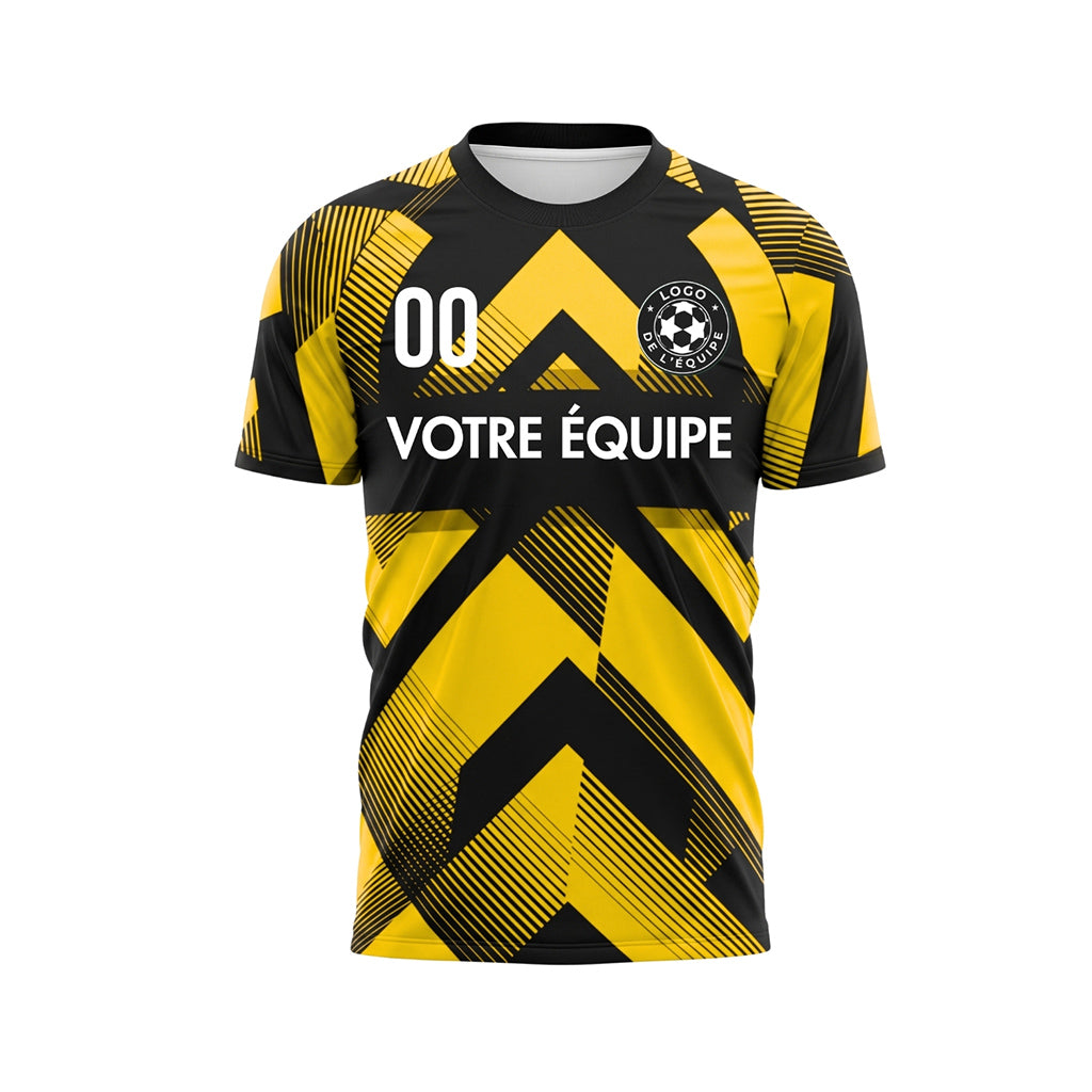 Jaune Noir Géométrique Motif Flèches Maillot de Football Personnalisé