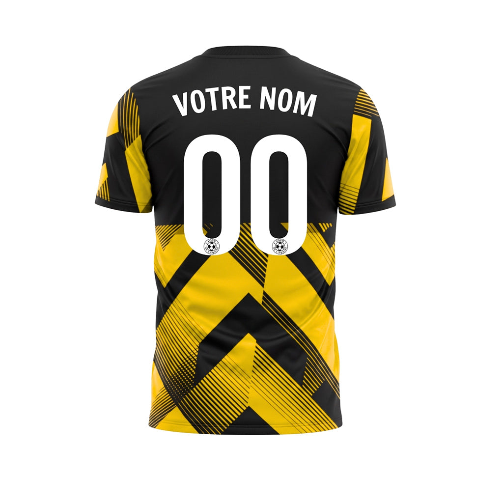Jaune Noir Géométrique Motif Flèches Maillot de Football Personnalisé