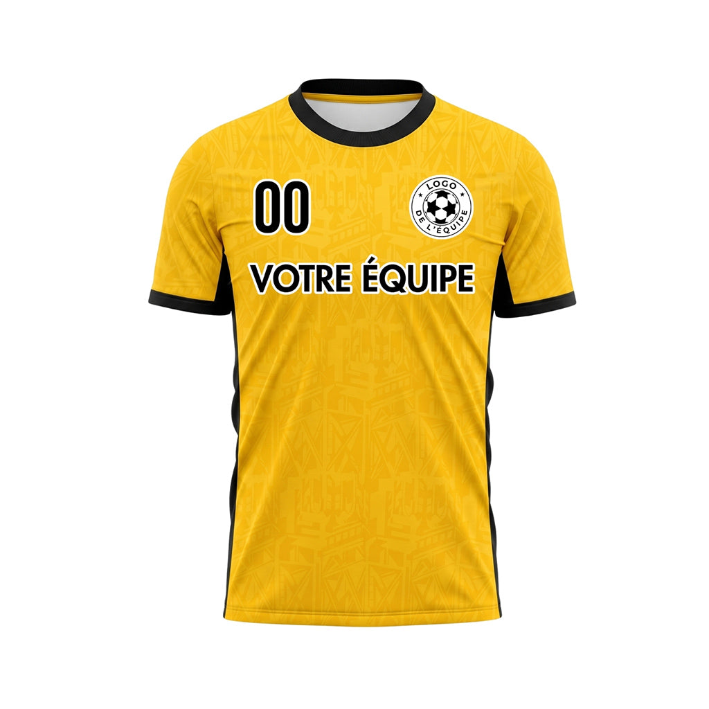 Jaune Noir Subtil Géométrique Graphique Motif Maillot de Football Personnalisé