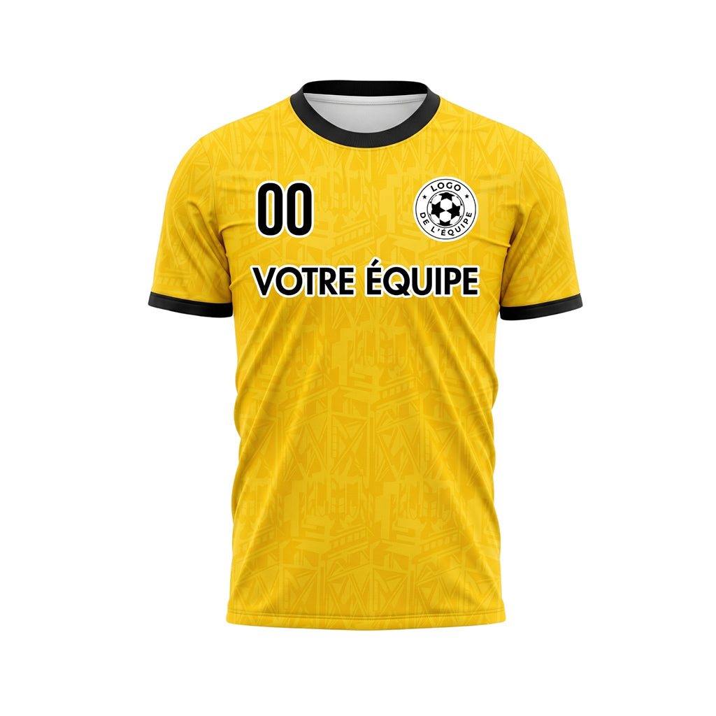 Jaune Noir Subtil Géométrique Graphique Motif (2) Maillot de Football Personnalisé
