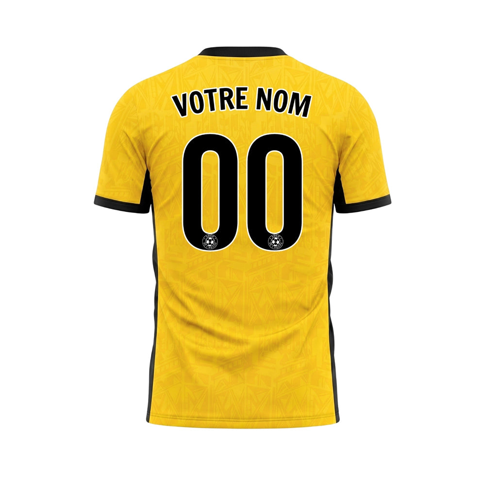Jaune Noir Subtil Géométrique Graphique Motif (2) Maillot de Football Personnalisé