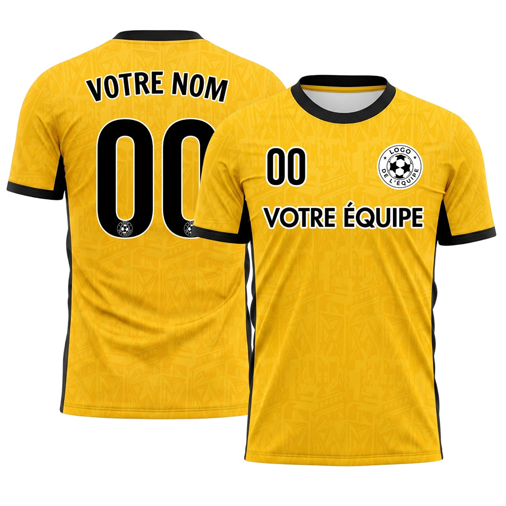 Jaune Noir Subtil Géométrique Graphique Motif Maillot de Football Personnalisé