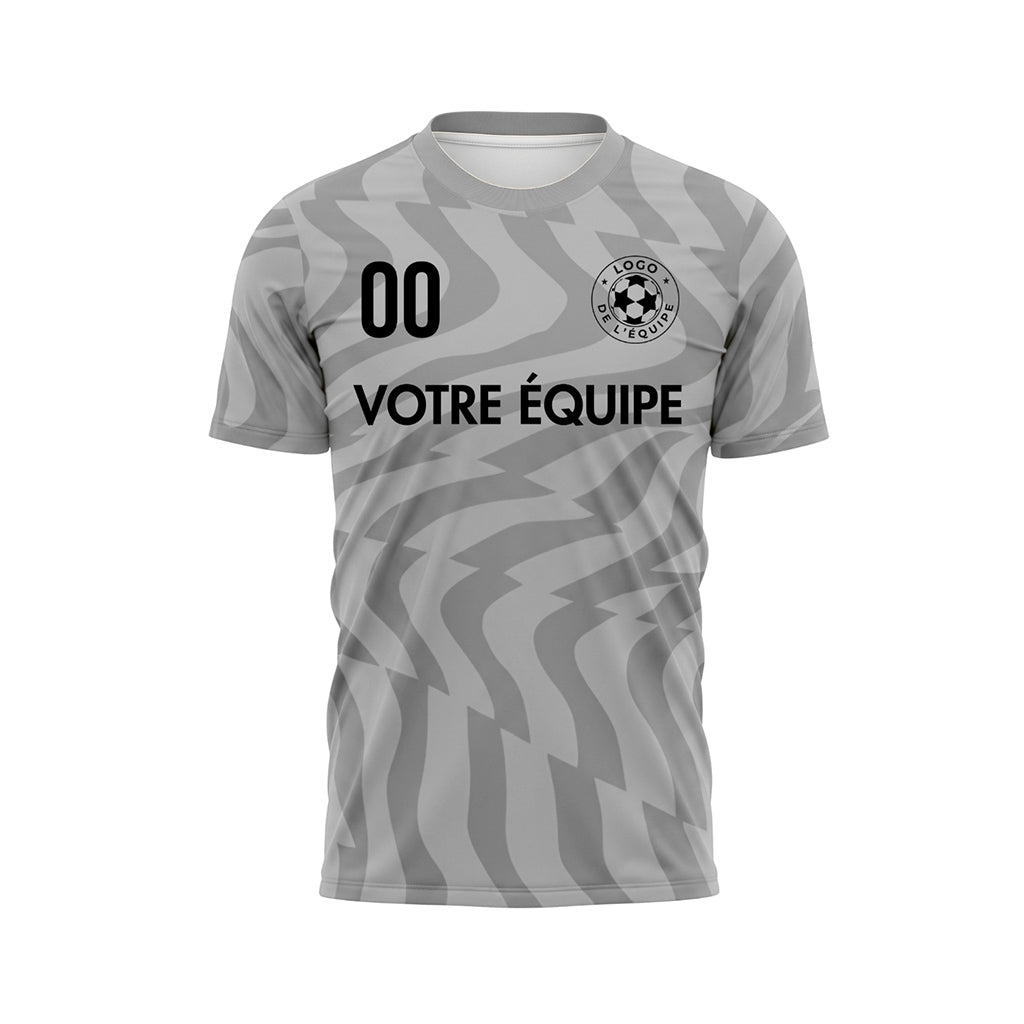 Gris Abstrait Vagues Motif Maillot de Football Personnalisé