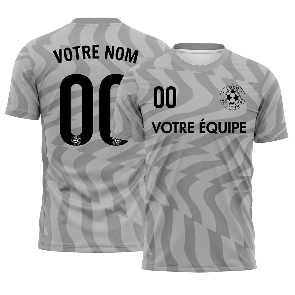 Gris Abstrait Vagues Motif Maillot de Football Personnalisé