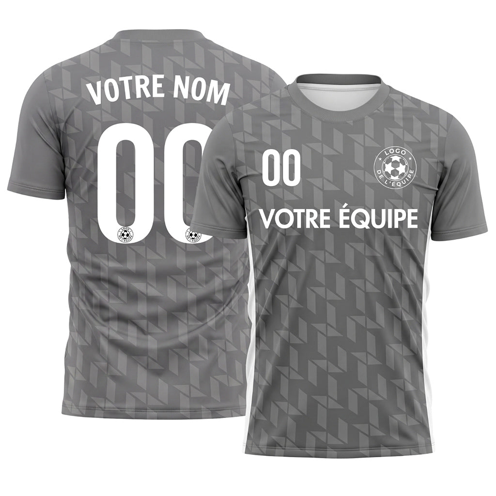 Gris Géométrique Motif Maillot de Football Personnalisé