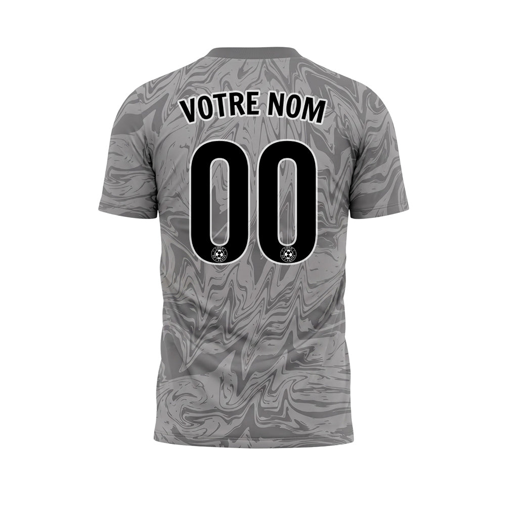 Gris Marbre Motif Jaune Carreaux Bandes Latérales Maillot de Football Personnalisé