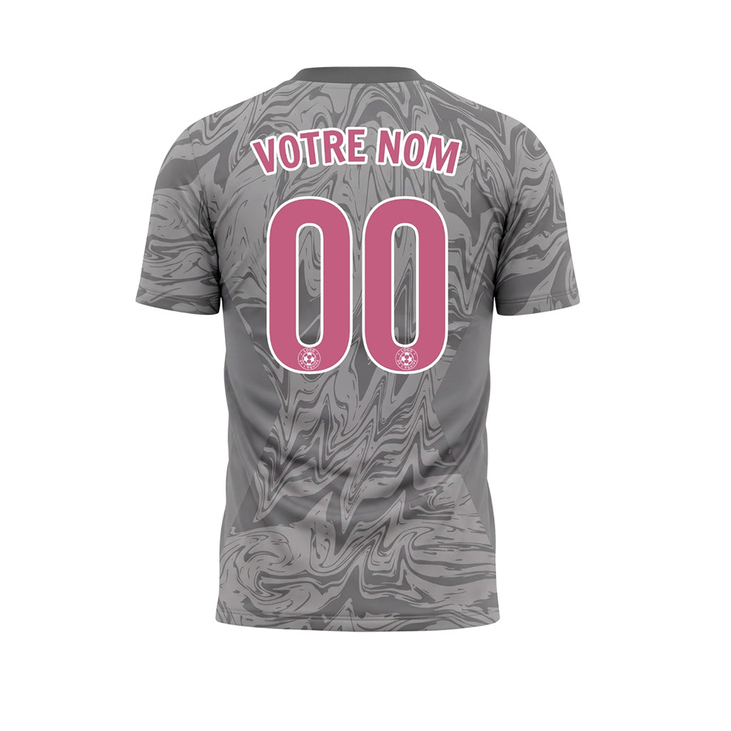 Gris Marbre Motif Rose Bandes Latérales Maillot de Football Personnalisé
