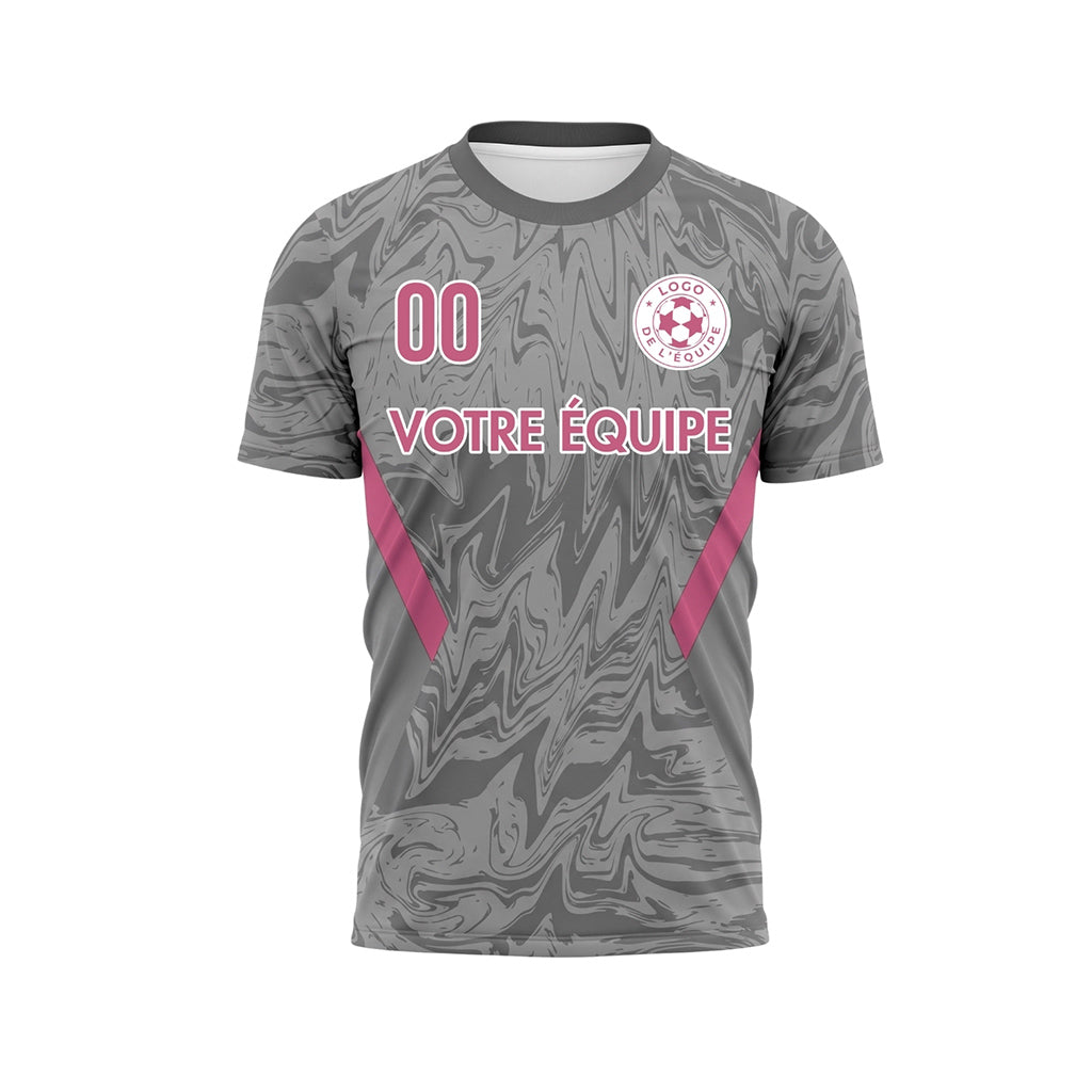 Gris Marbre Motif Rose Bandes Latérales Maillot de Football Personnalisé