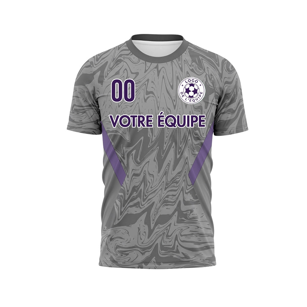 Gris Marbre Motif Violet Bandes Latérales Maillot de Football Personnalisé