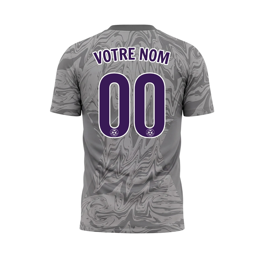 Gris Marbre Motif Violet Bandes Latérales Maillot de Football Personnalisé