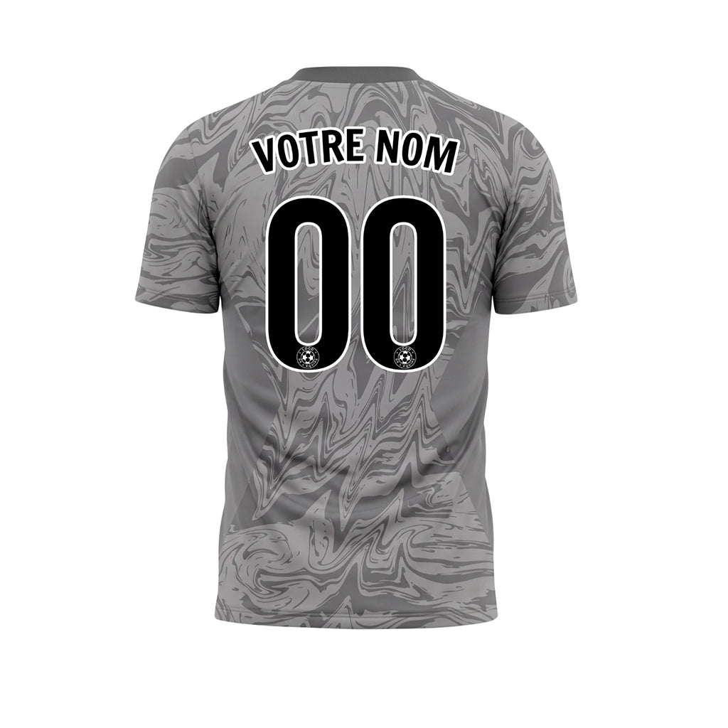 Gris Marbre Motif Blanc Bandes Latérales Maillot de Football Personnalisé