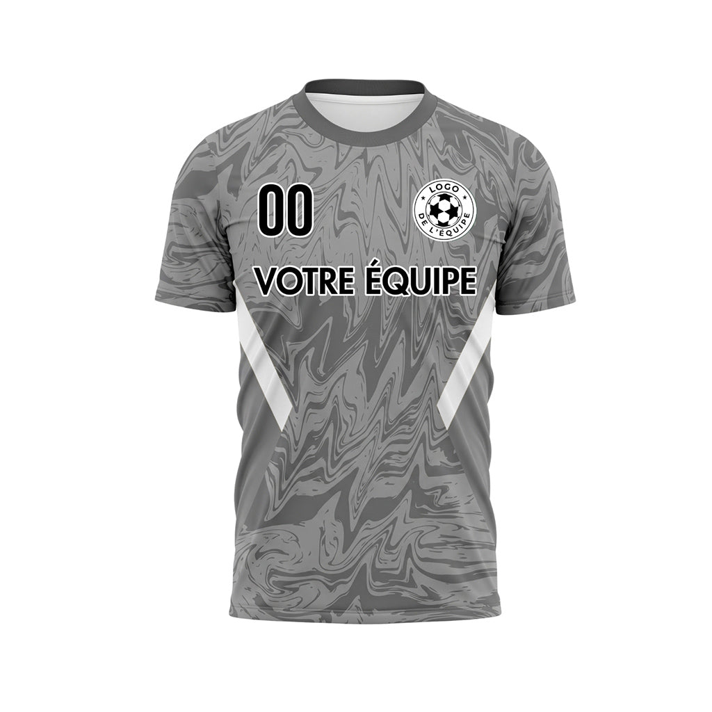 Gris Marbre Motif Blanc Bandes Latérales Maillot de Football Personnalisé