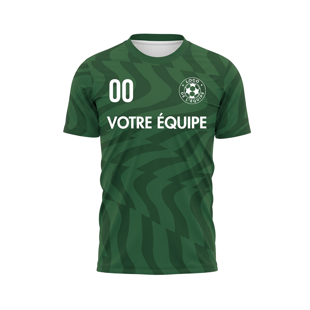 Vert Abstrait Vagues Motif Maillot de Football Personnalisé