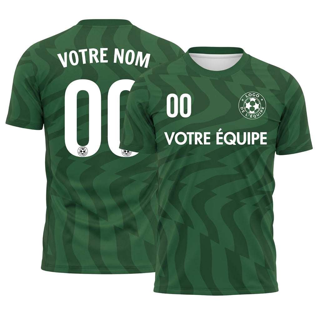 Vert Abstrait Vagues Motif Maillot de Football Personnalisé