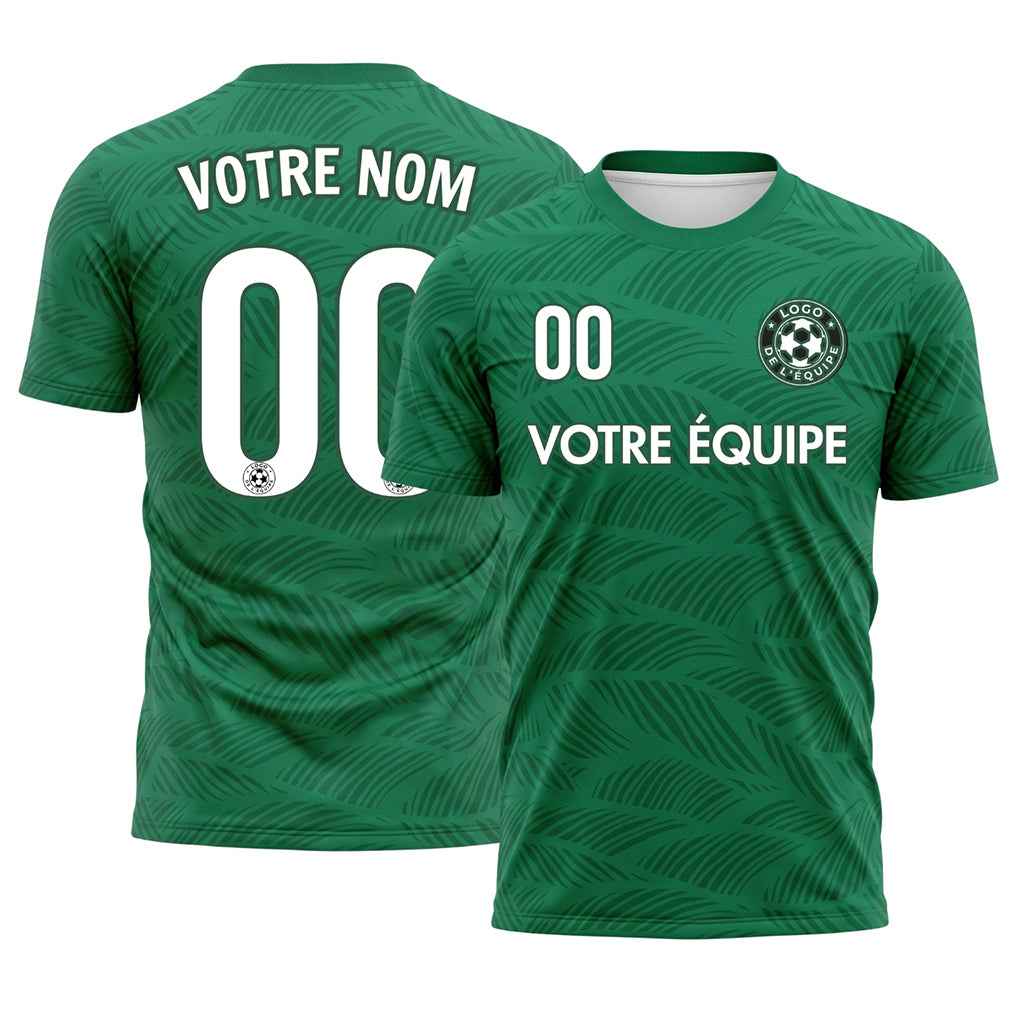 Vert Feuille Motif Vagues Maillot de Football Personnalisé