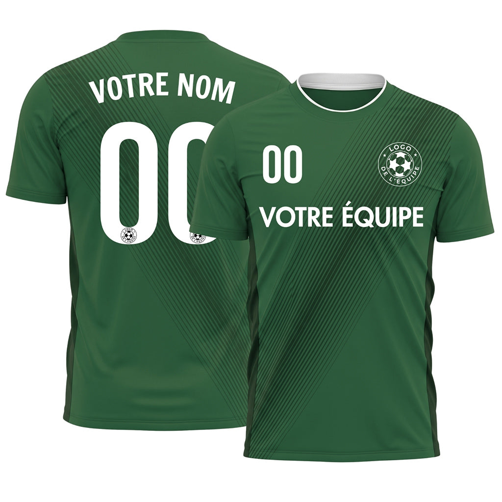 Vert Diagonales Rayures Maillot de Football Personnalisé