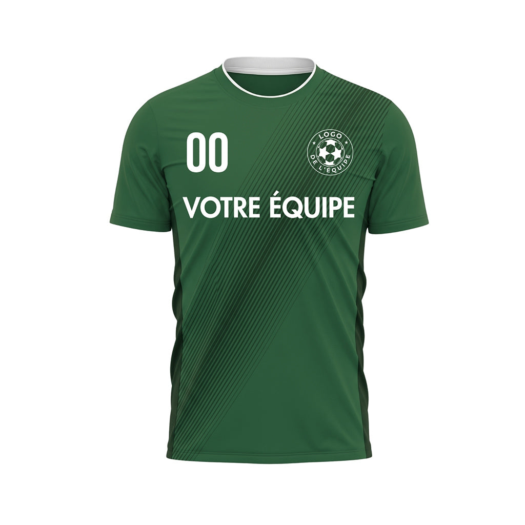 Vert Diagonales Rayures Maillot de Football Personnalisé