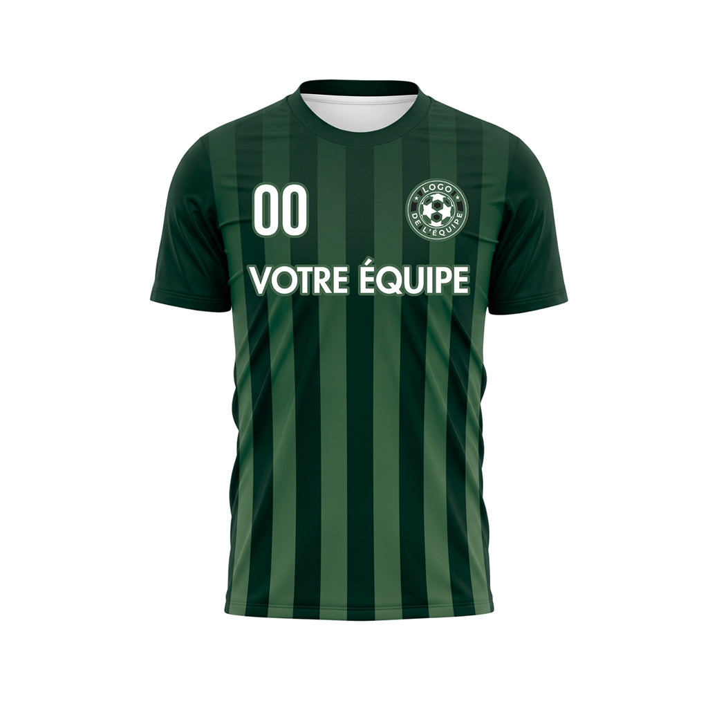 Vert Vert Foncé Verticales Rayures Maillot de Football Personnalisé