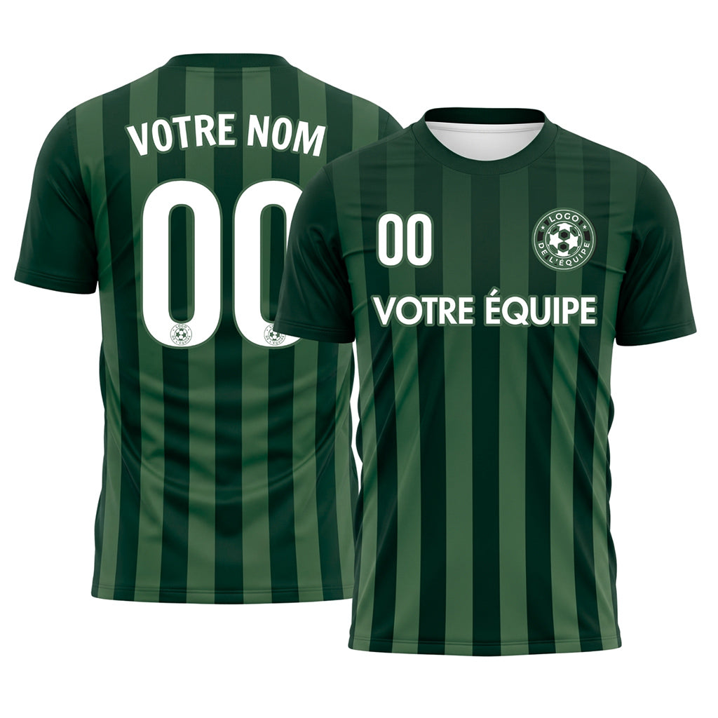 Vert Vert Foncé Verticales Rayures Maillot de Football Personnalisé