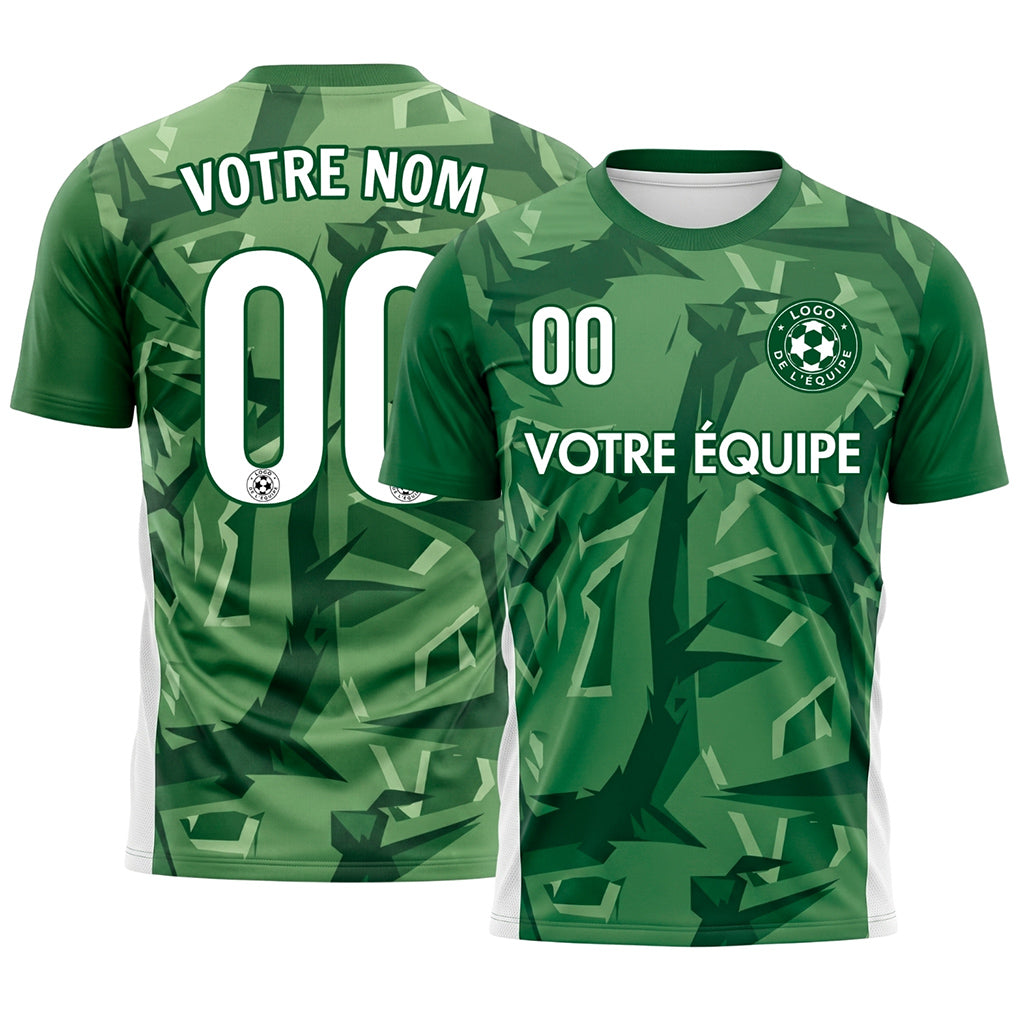 Vert Géométrique Motif Maillot de Football Personnalisé