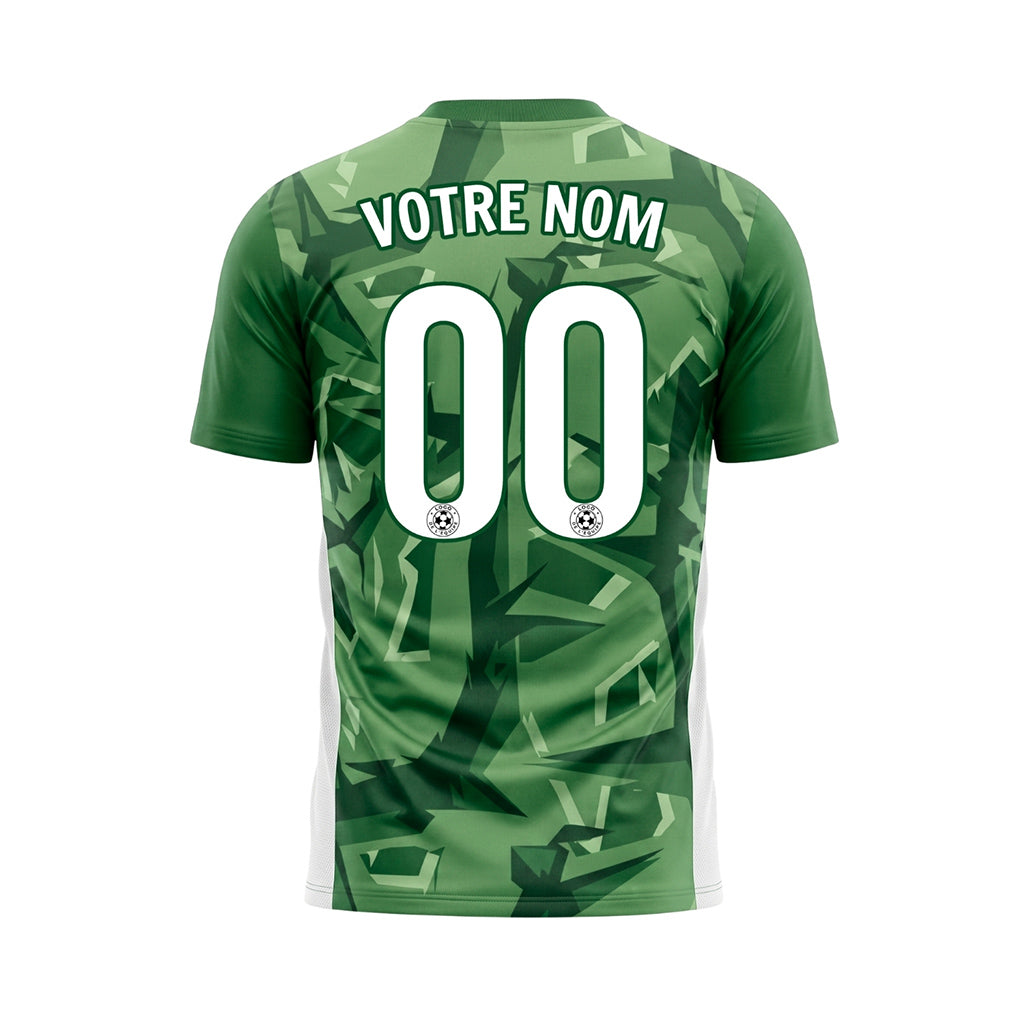 Vert Géométrique Motif Maillot de Football Personnalisé