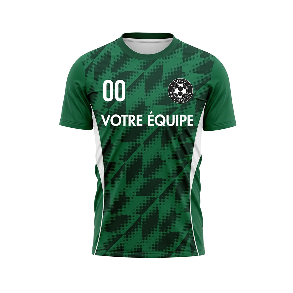Vert Demi-Teinte Géométrique Motif Maillot de Football Personnalisé