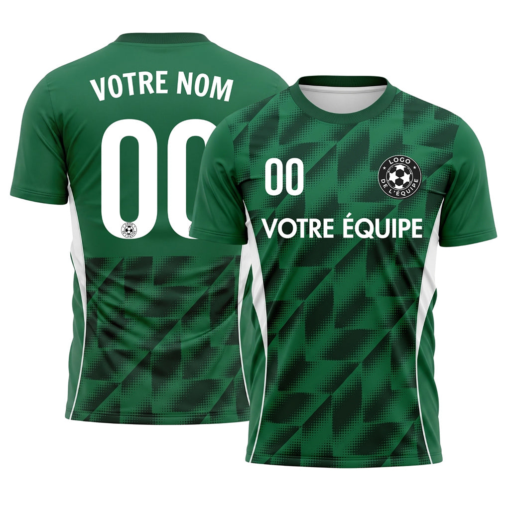Vert Demi-Teinte Géométrique Motif Maillot de Football Personnalisé