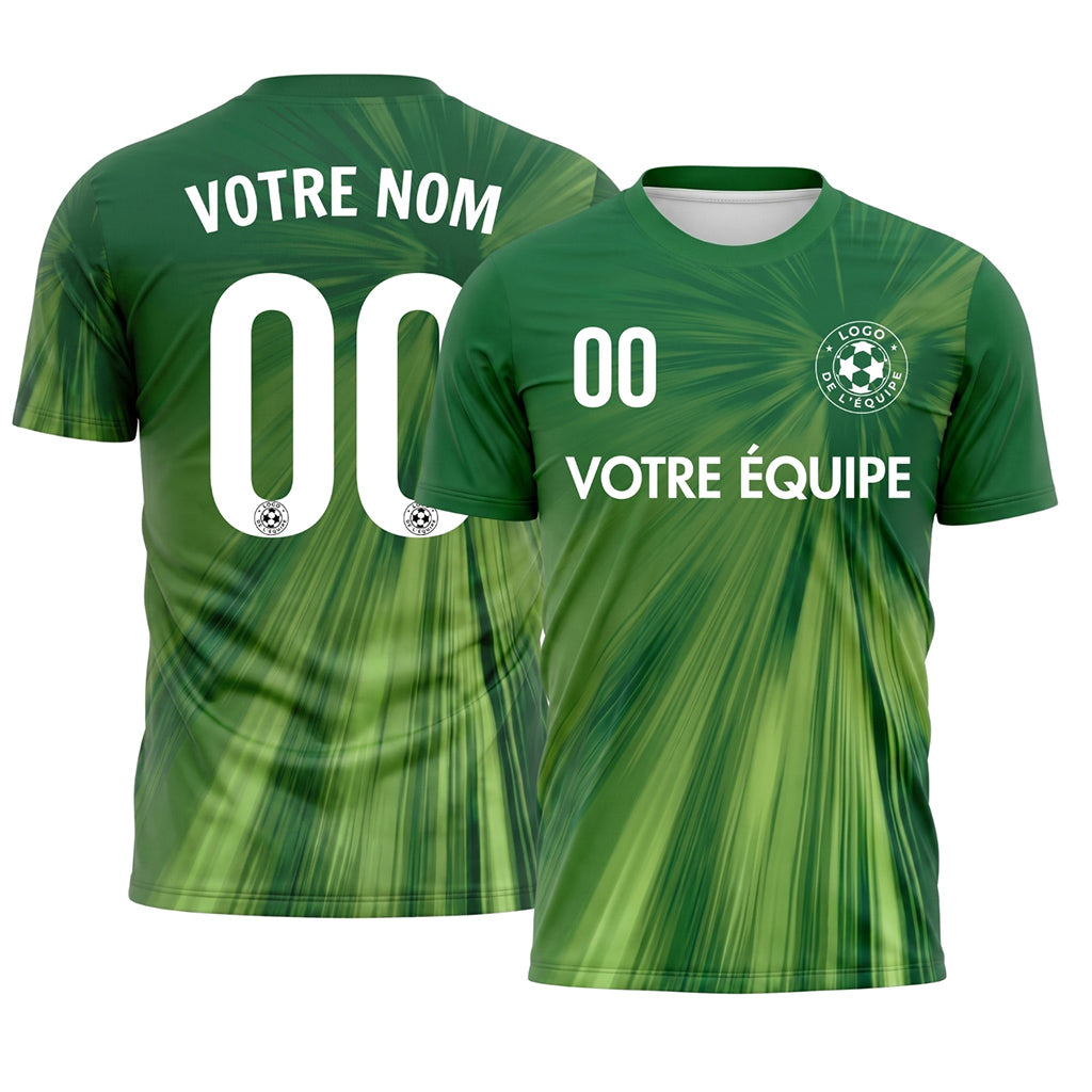 Vert Vert Clair Rayons Motif Maillot de Football Personnalisé