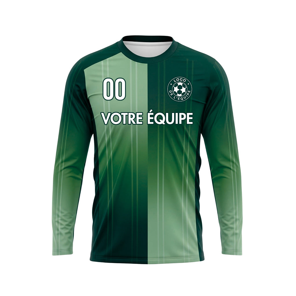 Vert Vert Clair Rayures Verticales Dégradées Maillot de Football Personnalisé à Manches Longues