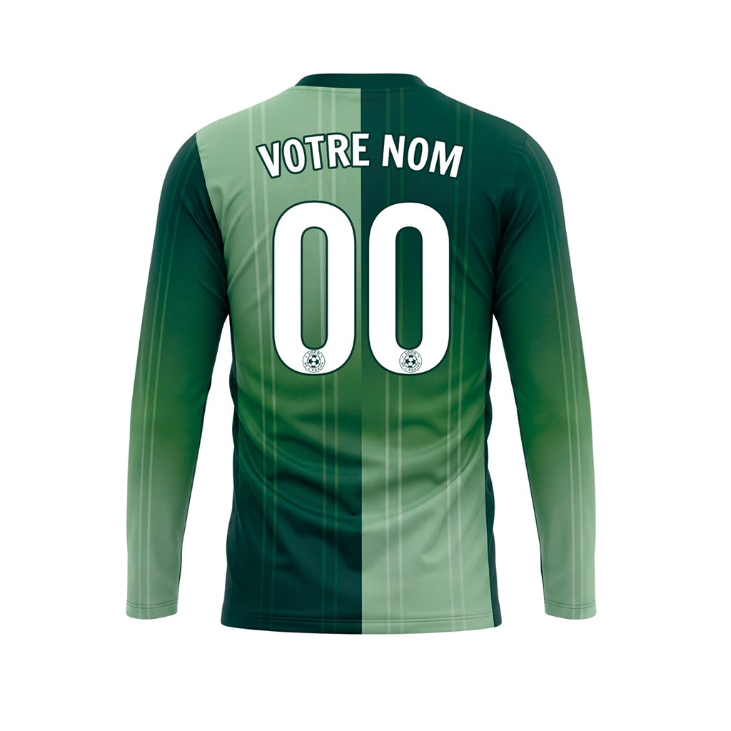 Vert Vert Clair Rayures Verticales Dégradées Maillot de Football Personnalisé à Manches Longues