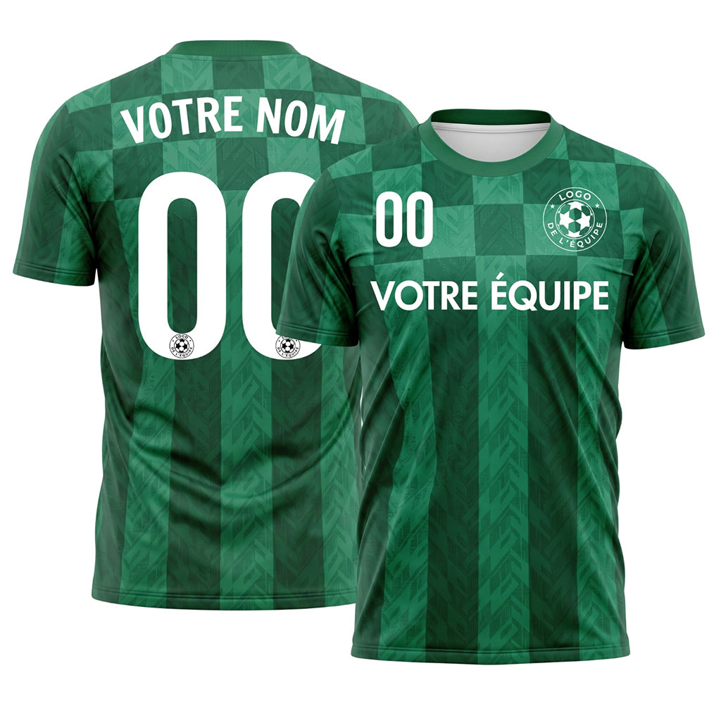 Vert Carreaux Chevron Motif Maillot de Football Personnalisé
