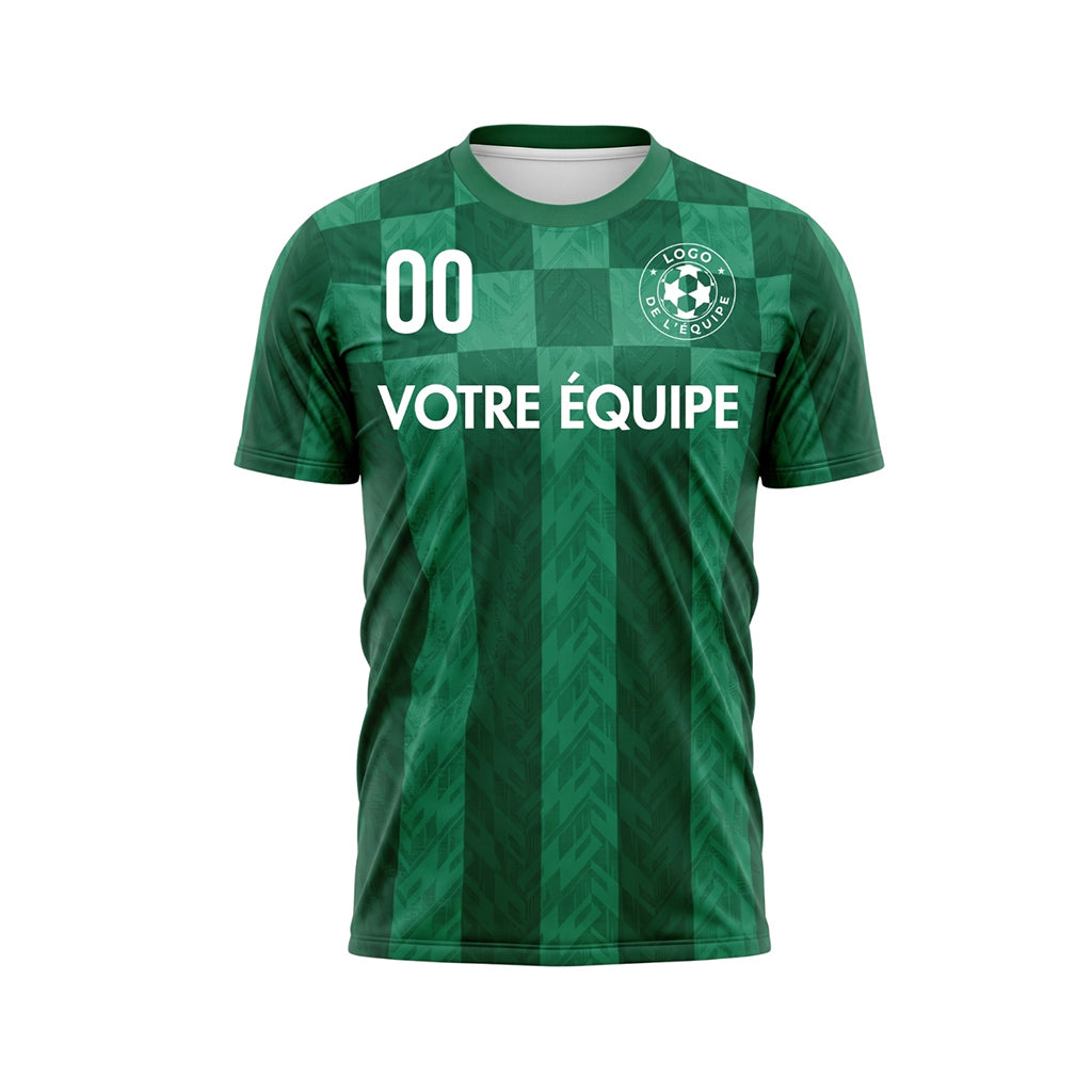 Vert Carreaux Chevron Motif Maillot de Football Personnalisé