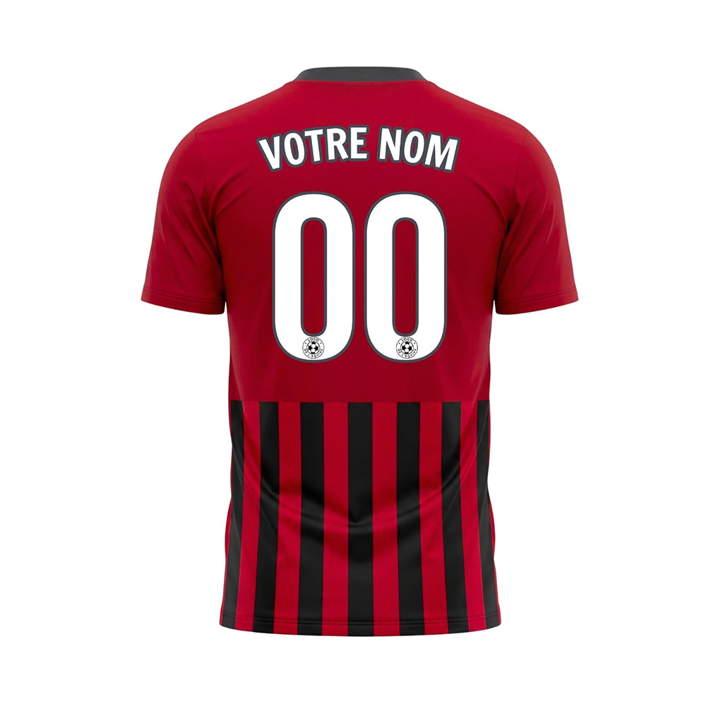 Vert Rouge Noir Rayé Maillot de Football Personnalisé
