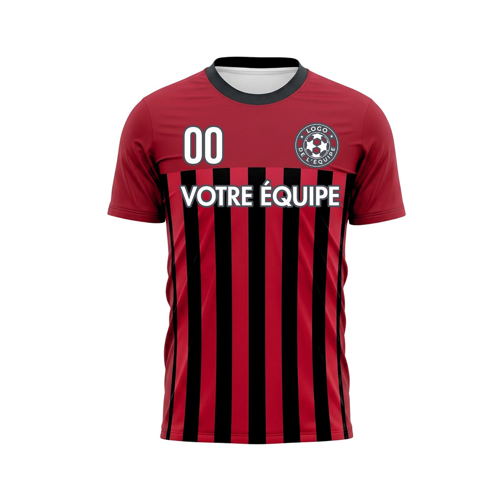 Vert Rouge Noir Rayé Maillot de Football Personnalisé