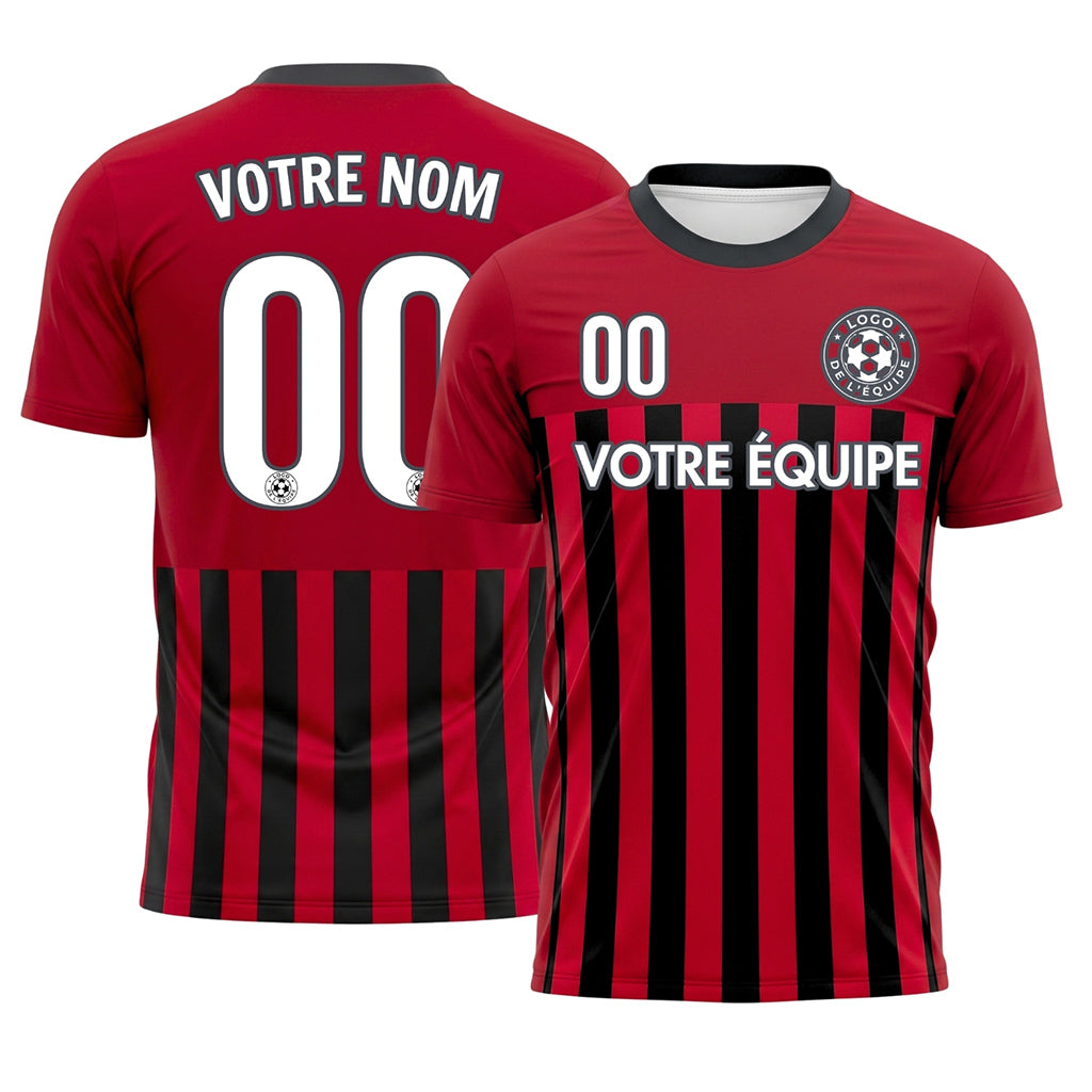 Vert Rouge Noir Rayé Maillot de Football Personnalisé