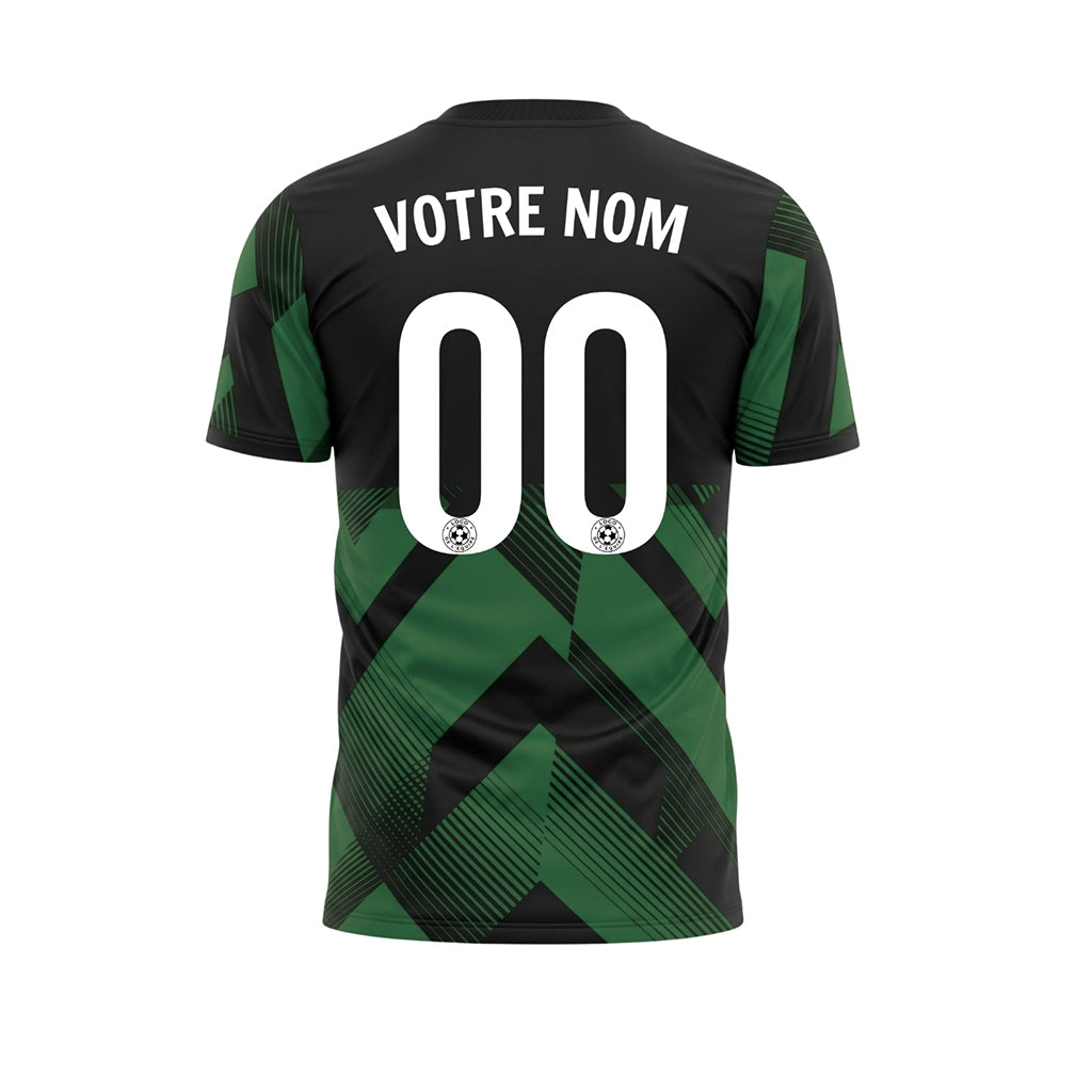Vert Noir Géométrique Motif Flèches Maillot de Football Personnalisé