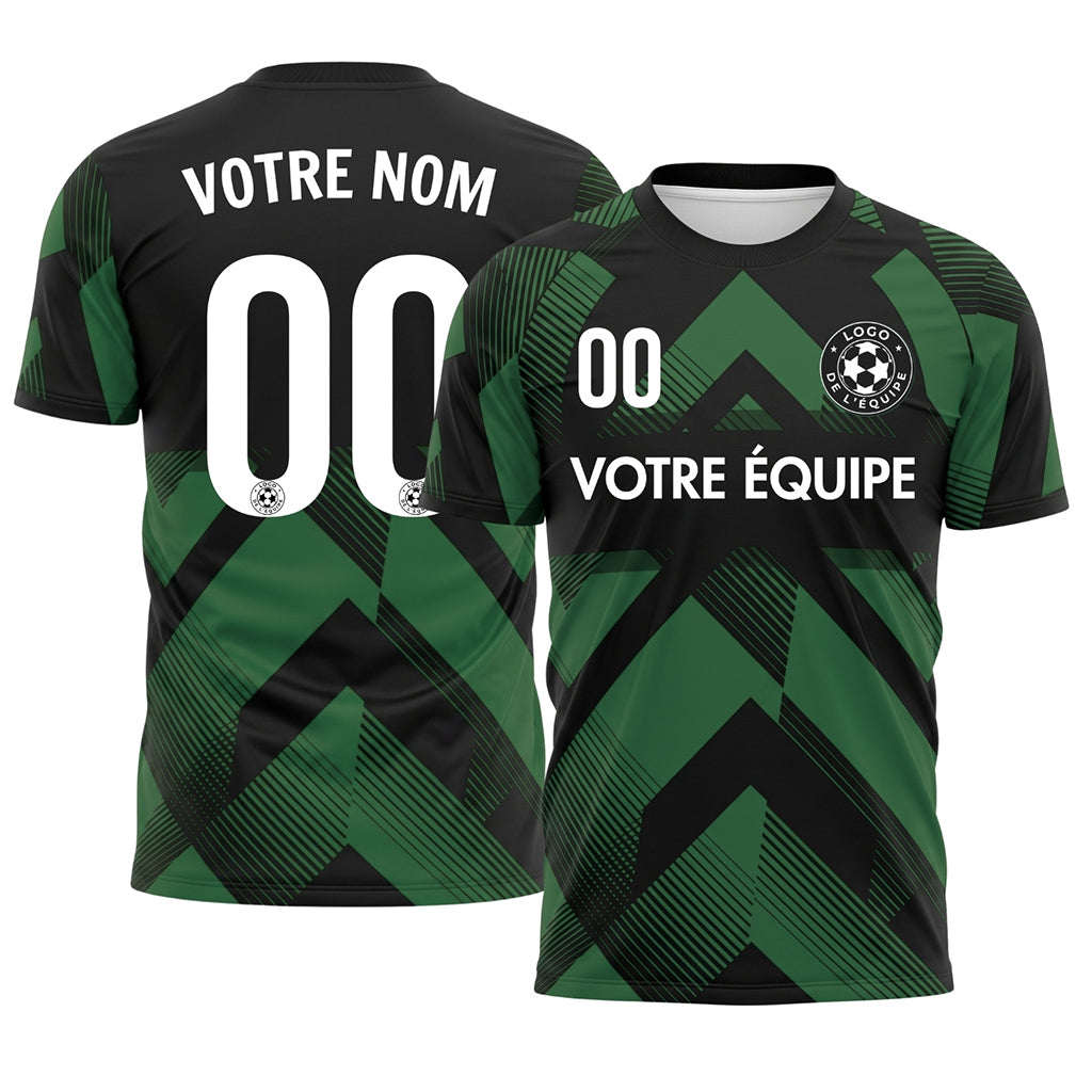 Vert Noir Géométrique Motif Flèches Maillot de Football Personnalisé