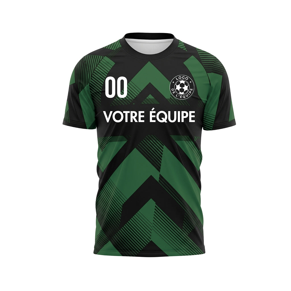 Vert Noir Géométrique Motif Flèches Maillot de Football Personnalisé