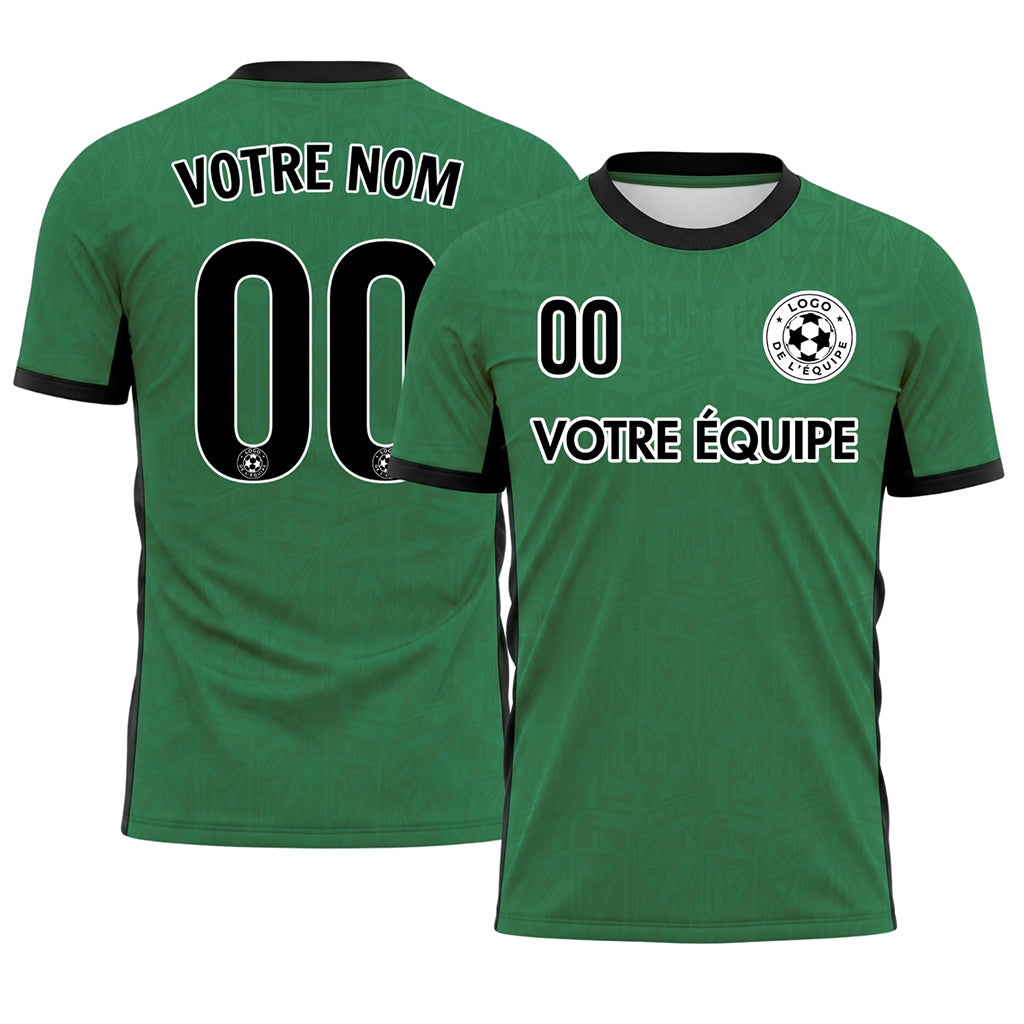 Vert Noir Subtil Géométrique Graphique Motif Maillot de Football Personnalisé