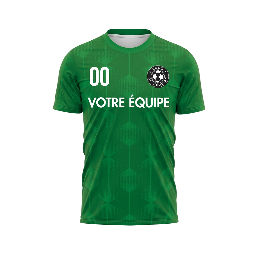 Vert Hexagone Motif Maillot de Football Personnalisé