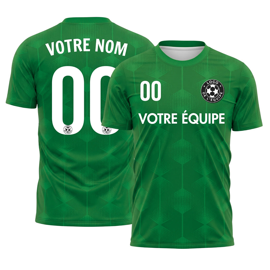 Vert Hexagone Motif Maillot de Football Personnalisé
