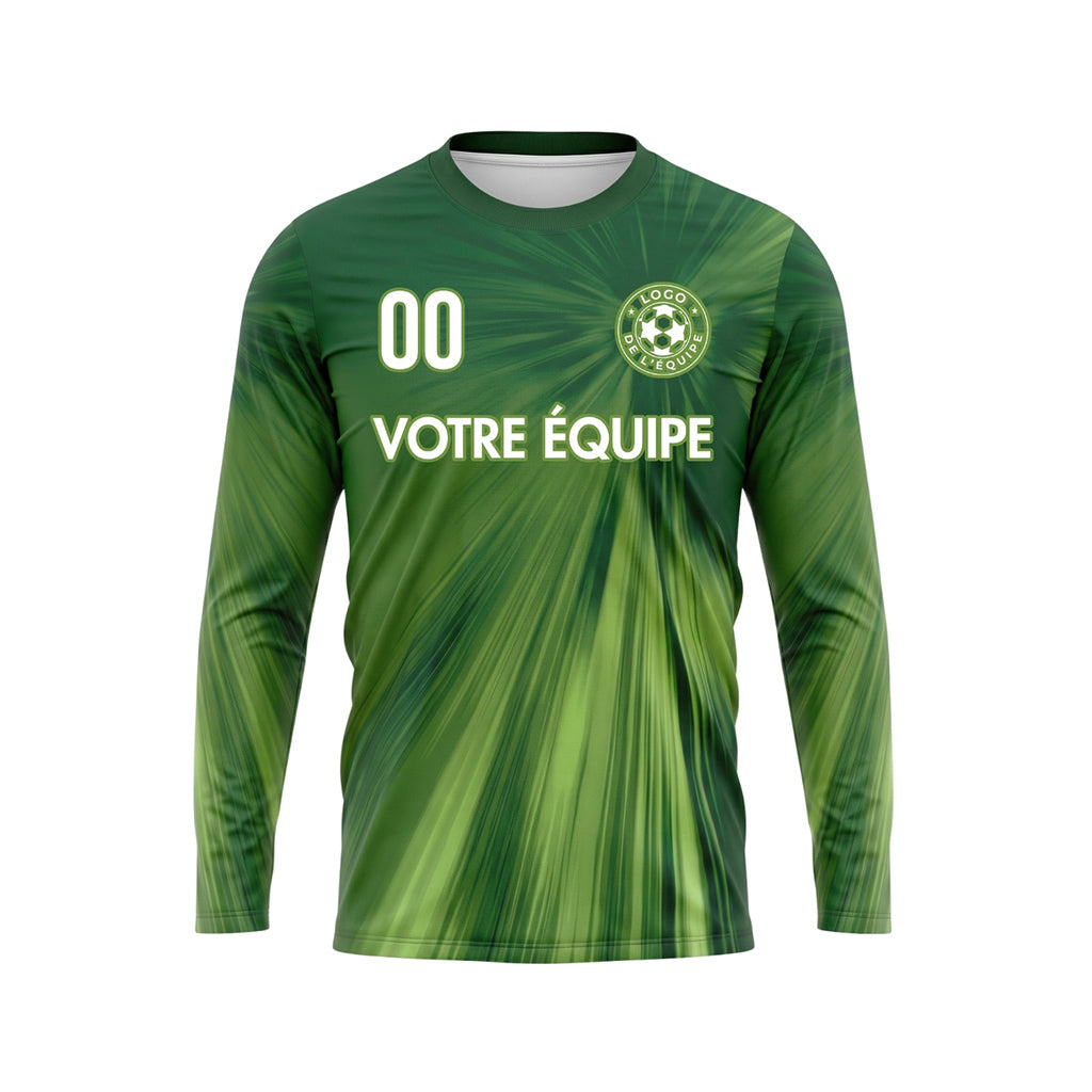 Vert Dégradé Rayonnant Maillot de Football Personnalisé à Manches Longues