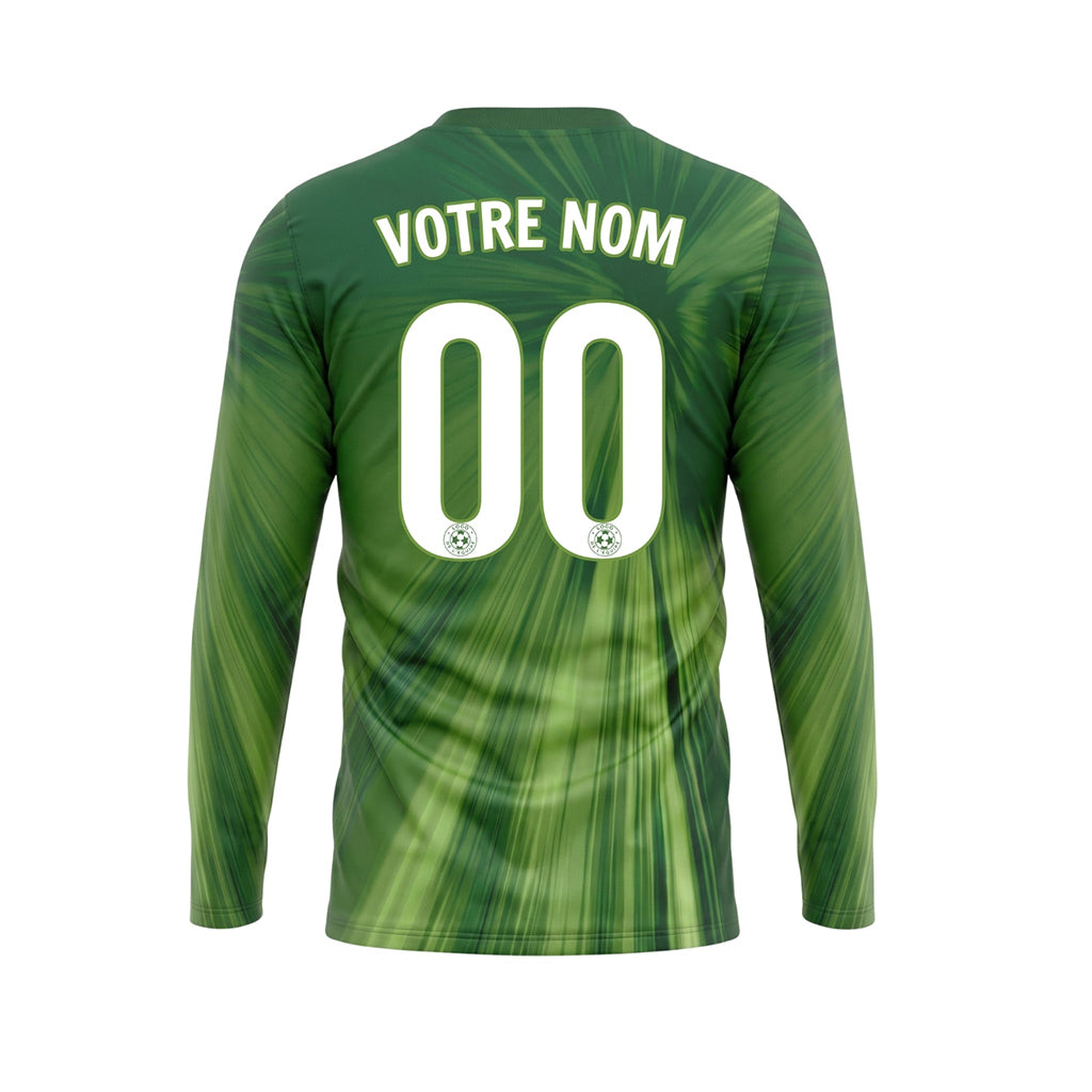 Vert Dégradé Rayonnant Maillot de Football Personnalisé à Manches Longues